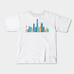 Shanghai skyline Kids T-Shirt